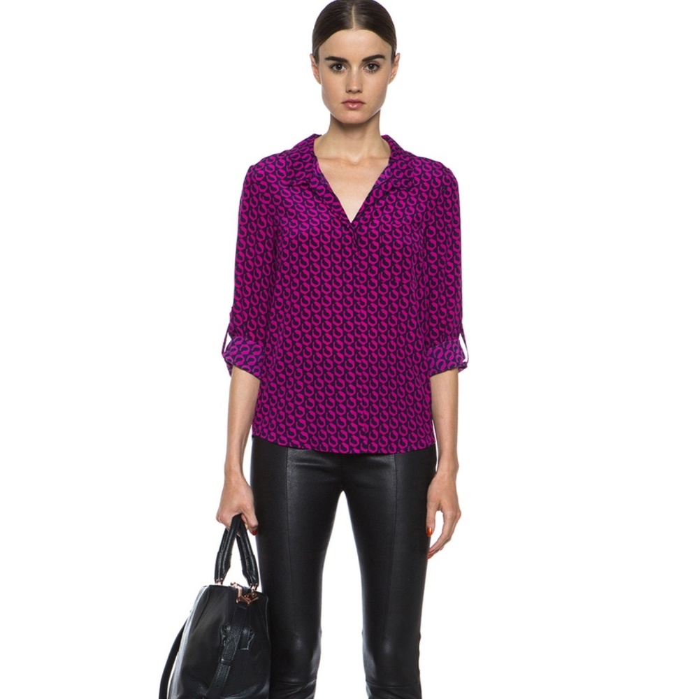 DVF magenta print Lorelei blouse